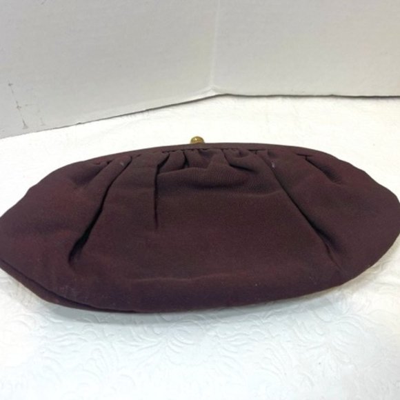 VTG 1950's Rich Dark Brown Evening Clutch Kiss Lock Latch Handbag 10x5.5" - Picture 2 of 10